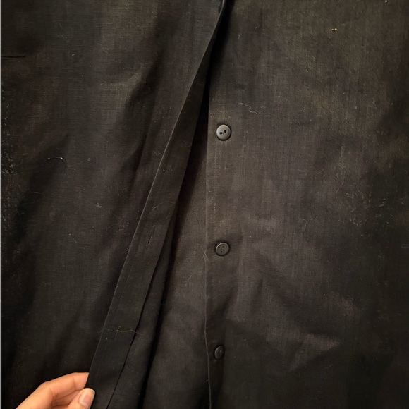 HOLT RENFREW 100% Linen Black Short-Sleeve Button Front Women's Top - Picture 3 of 8